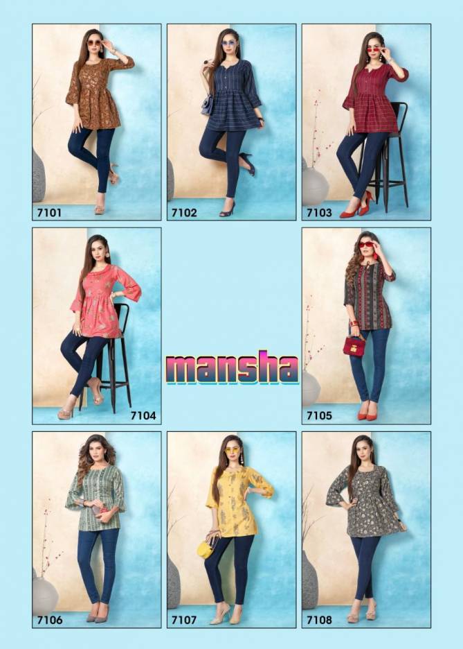 Mayra Mansha Fancy rayon Ethnic Wear Wholesale Short Top Collection